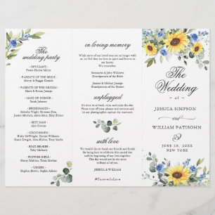 Elegant Sunflowers Floral Wedding Ceremony Program