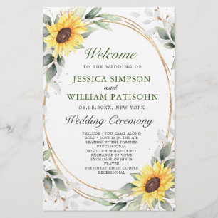 Elegant Sunflowers Floral Wedding Ceremony Program
