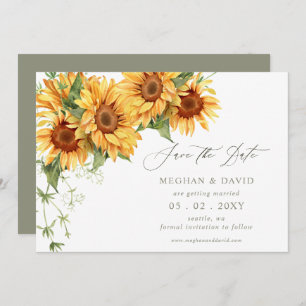 Elegant Sunflowers Garden Floral Save the Date Announcement