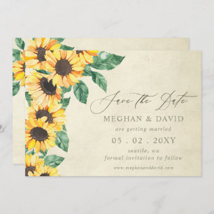 Elegant Sunflowers Garden Floral Save the Date Announcement