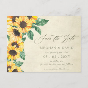 Elegant Sunflowers Garden Floral Save the Date Announcement Postcard