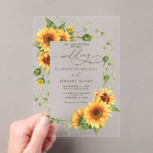 Elegant Sunflowers Garden Floral Wedding Acrylic Invitations