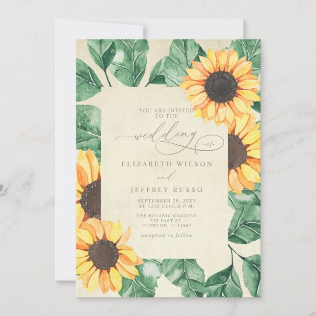 Elegant Sunflowers Garden Floral Wedding Invitation (Front)