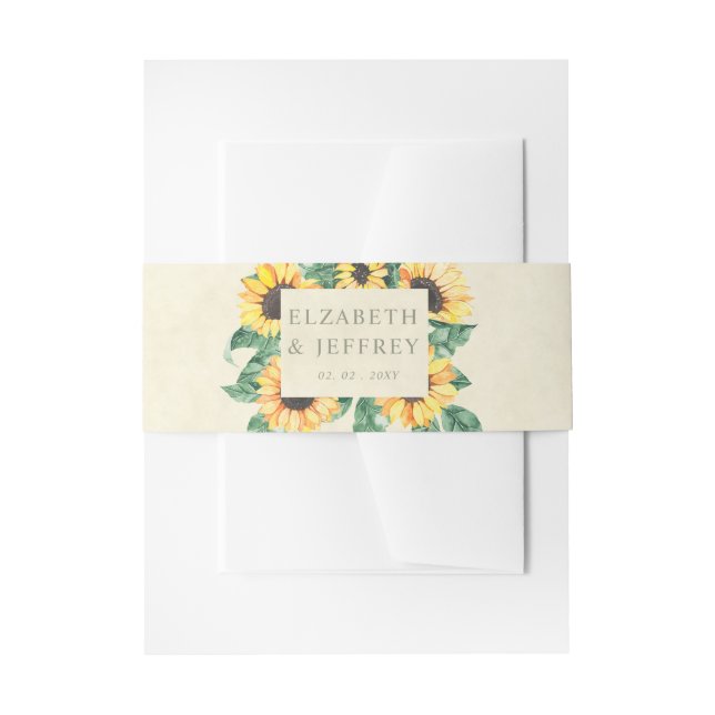 Elegant Sunflowers Garden Floral Wedding Invitation Belly Band (Front Example)