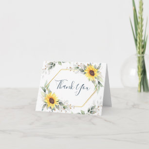 Elegant Sunflowers Greenery Floral Thank You Card