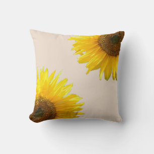 Elegant Sunflowers on Champagne Beige Cushion