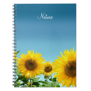 Elegant Sunflowers on Sky Blue Shades Notebook