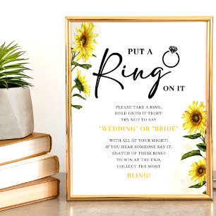 Elegant Sunflowers   Ring Game Bridal Shower Sign