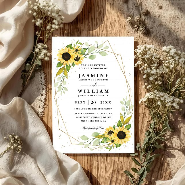 Elegant Sunflowers Rustic Modern QR Code Wedding Invitation (Creator Uploaded)