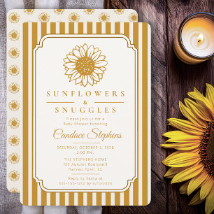 Elegant Sunflowers & Snuggles Baby Shower Invitation