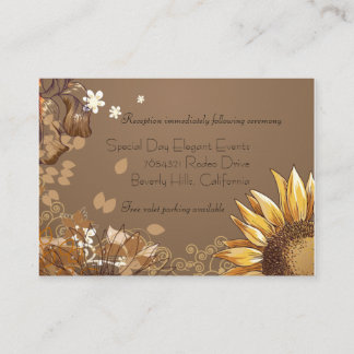 Elegant Sunflowers Wedding Reception Card