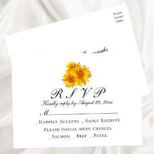 Elegant Sunflowers Yellow Floral Wedding RSVP Invitation Postcard