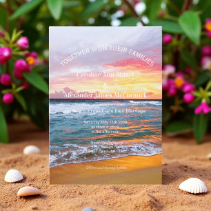 Elegant Sunset Beach Summer Nautical Wedding  Invitation
