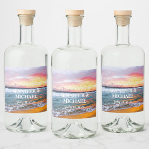 Elegant Sunset Beach Tropical Summer Elegant Liquor Bottle Label