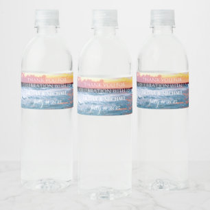 Elegant Sunset Beach Tropical Summer Elegant Water Bottle Label