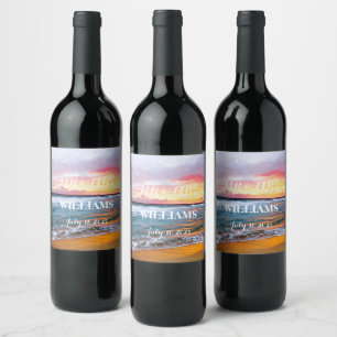 Elegant Sunset Beach Tropical Summer Wine Label