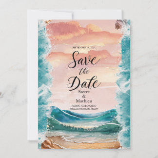 Elegant Sunset Beach Wedding Save The Date