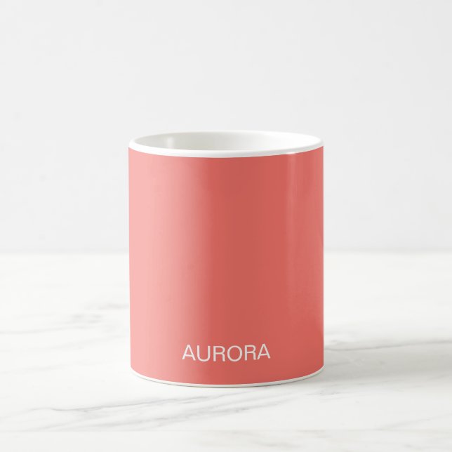 Elegant Sunset Coral Personalised Name -  Coffee Mug (Center)