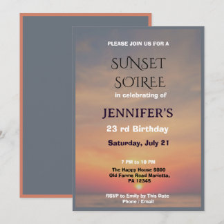 Elegant Sunset Sky Soiree Birthday Invitation
