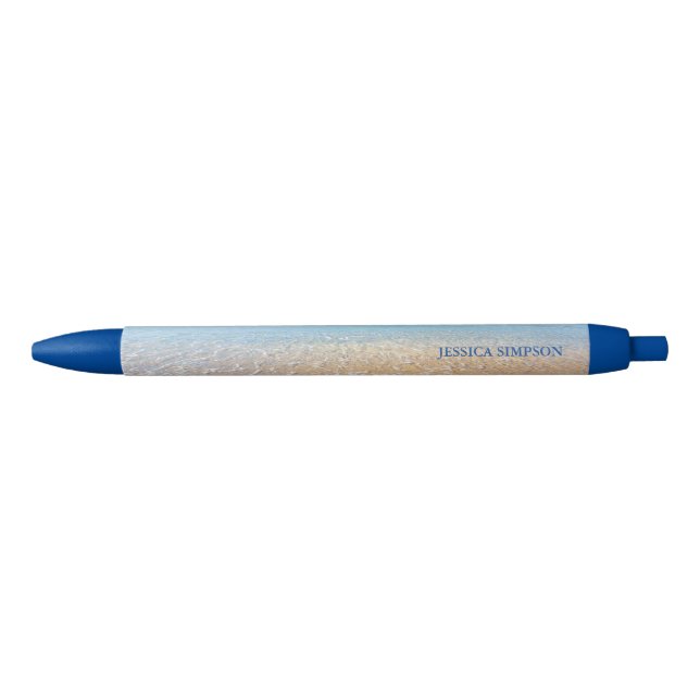 Elegant Sunshine And Blue Ocean Beach Black Ink Pen (Front)