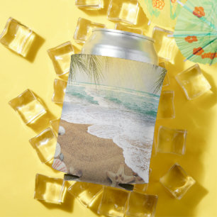 Elegant Sunshine And Blue Ocean Beach Can Cooler