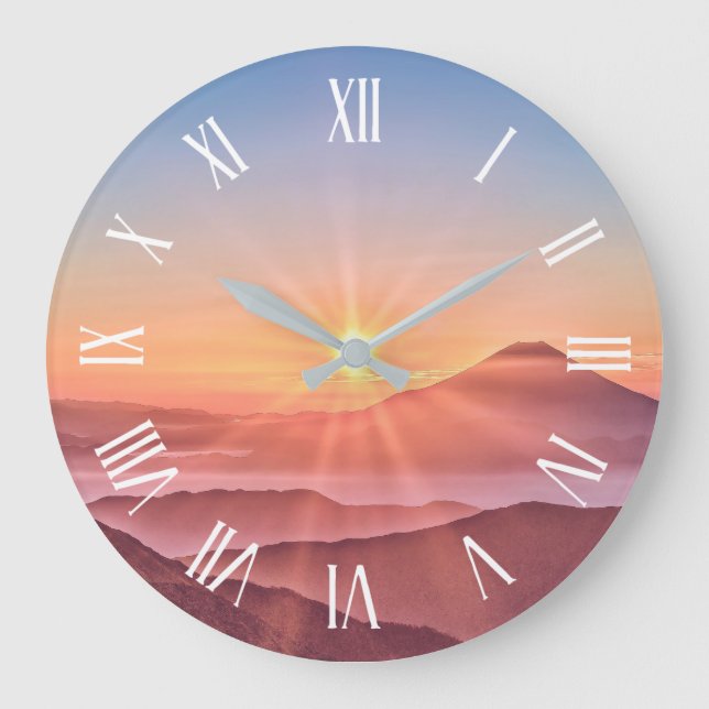 Elegant Sunshine Mountains Artwork | Wall Clock (Front)