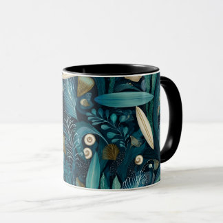 Elegant Surfboard and Kelp Beach Mug