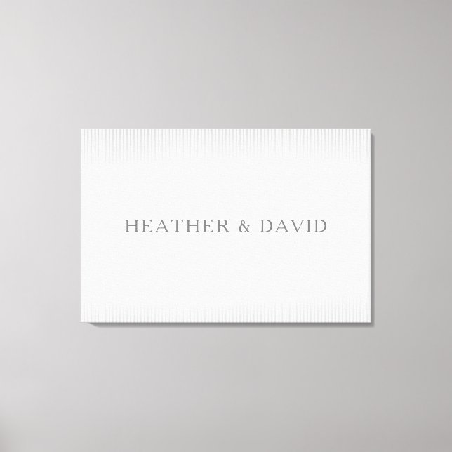 Elegant Surname Monogram & Thin Grey Stripes Canvas Print (Front)