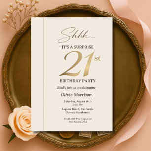 Elegant Surprise 21st Birthday Invitation