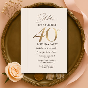 Elegant Surprise 40th Birthday Invitation