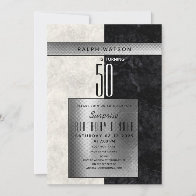 Elegant Surprise 50th Birthday Invitation (Front)