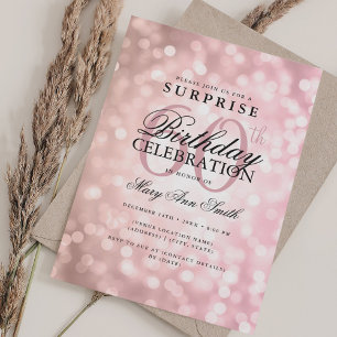 Elegant SURPRISE 60th Birthday Rose Gold Lights Invitation