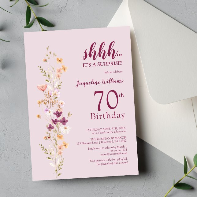 Elegant Surprise 70th Birthday Invitation (Creator Uploaded)