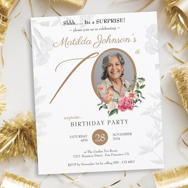 Elegant Surprise 70th Birthday Party Invitation (Elegant Surprise 70th Birthday Party Invitation)