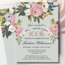 Elegant SURPRISE Handpainted 100th Birthday Party