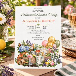 Elegant Surprise Retirement Garden Party Invitation