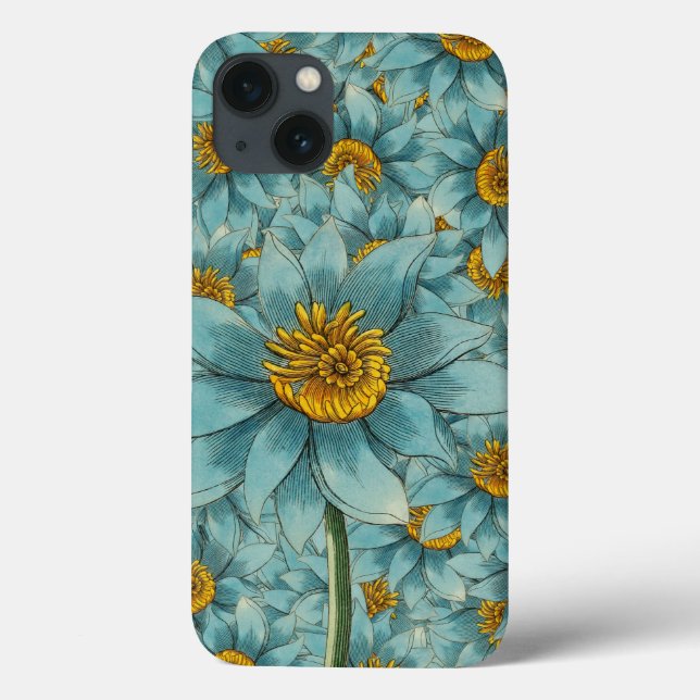 Elegant Surreal Sunflower Teal Yellow Floral  Case-Mate iPhone Case (Back)