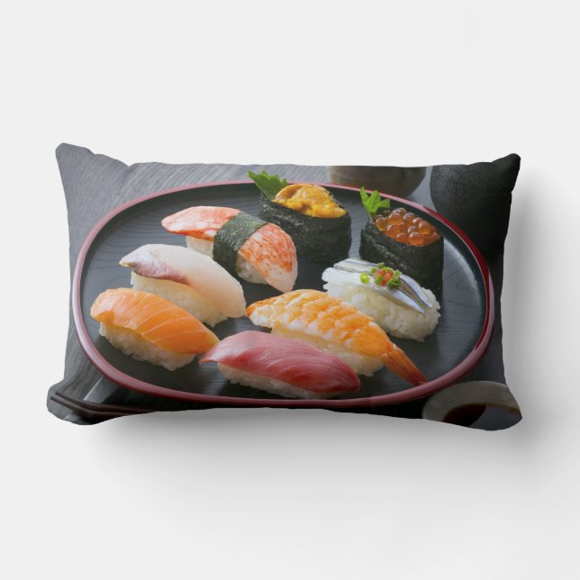 Elegant Sushi Plate Cushion – Taste of Tradition (Front)