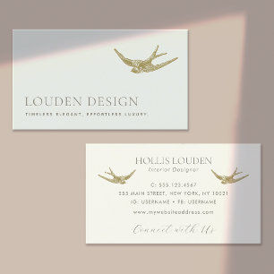 Elegant Swallow Professional Interior Designer Business Card