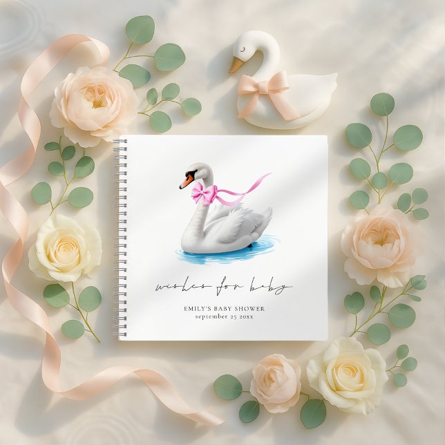 Elegant Swan Baby Shower Guest Book (Creator Uploaded)
