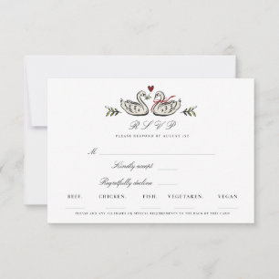 Elegant Swan Couple RSVP Response Card