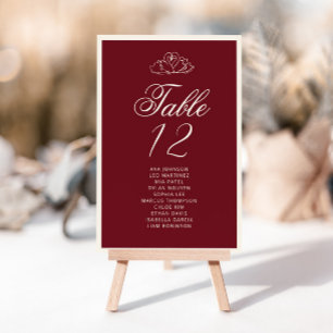 Elegant Swan Deep red Table Seating Chart cards