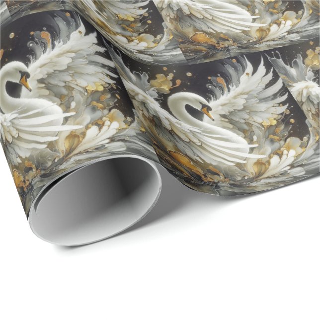 Elegant Swan Gift Wrap Wrapping Paper (Roll Corner)