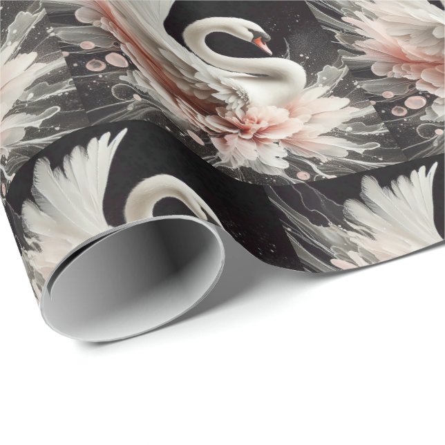 Elegant Swan Gift Wrap Wrapping Paper (Roll Corner)