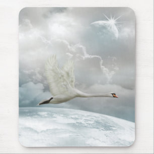 Elegant Swan in Flight Mousepad