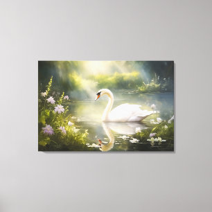 Elegant Swan in Spring Sunshine Canvas Print