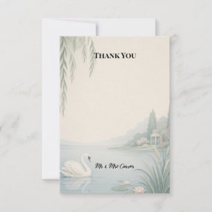 Elegant Swan Lake Watercolor Thank You Card