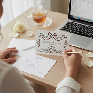 Elegant Swan Love Wedding Response Card