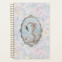 Elegant Swan & Pastel Floral Notebook