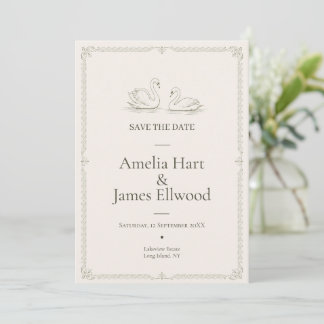 Elegant Swan Save the Date | Old Money Wedding Invitation